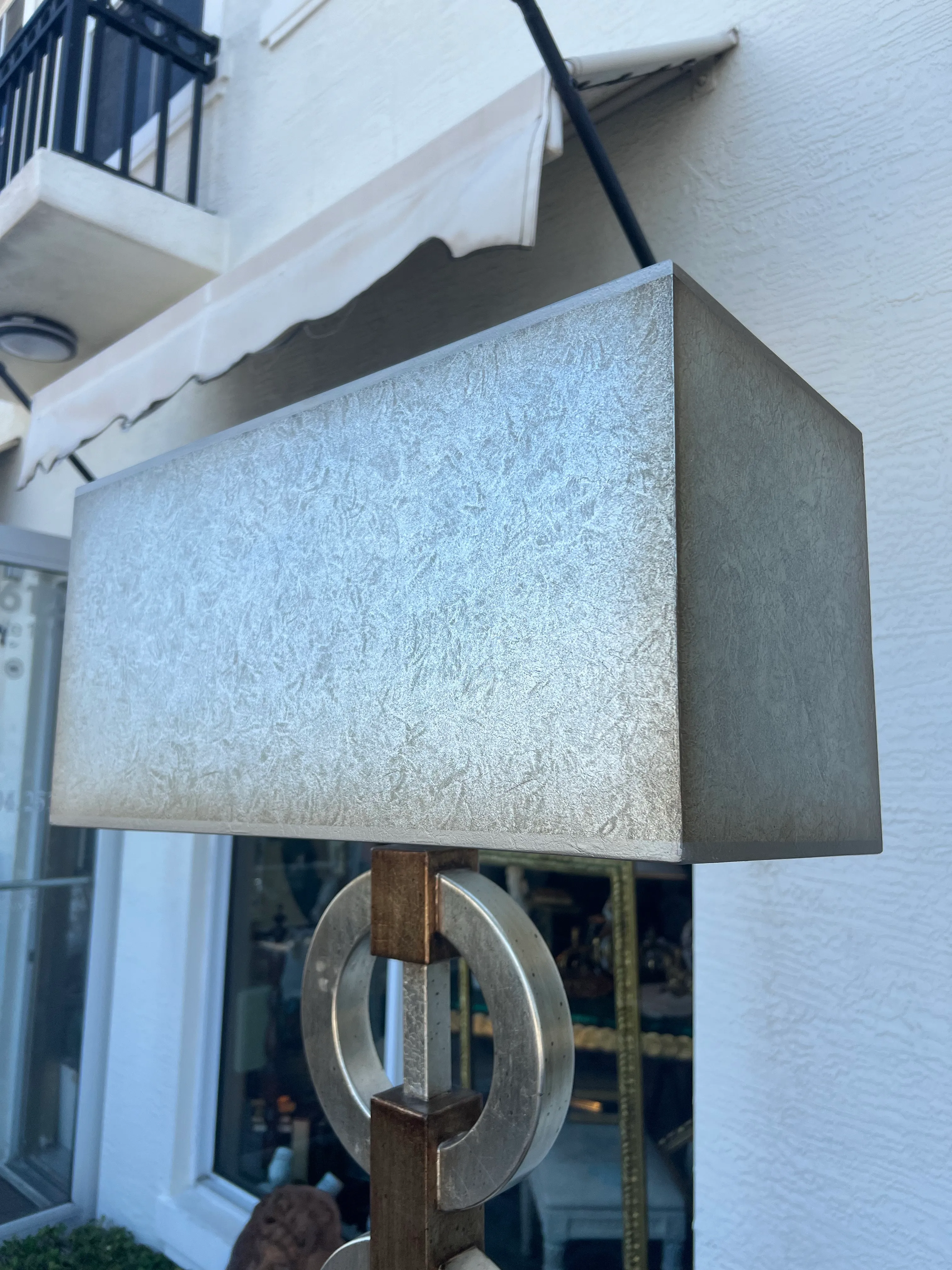 Vintage Floor Lamp With Design of Intertwined Chains in Gold and Silver 