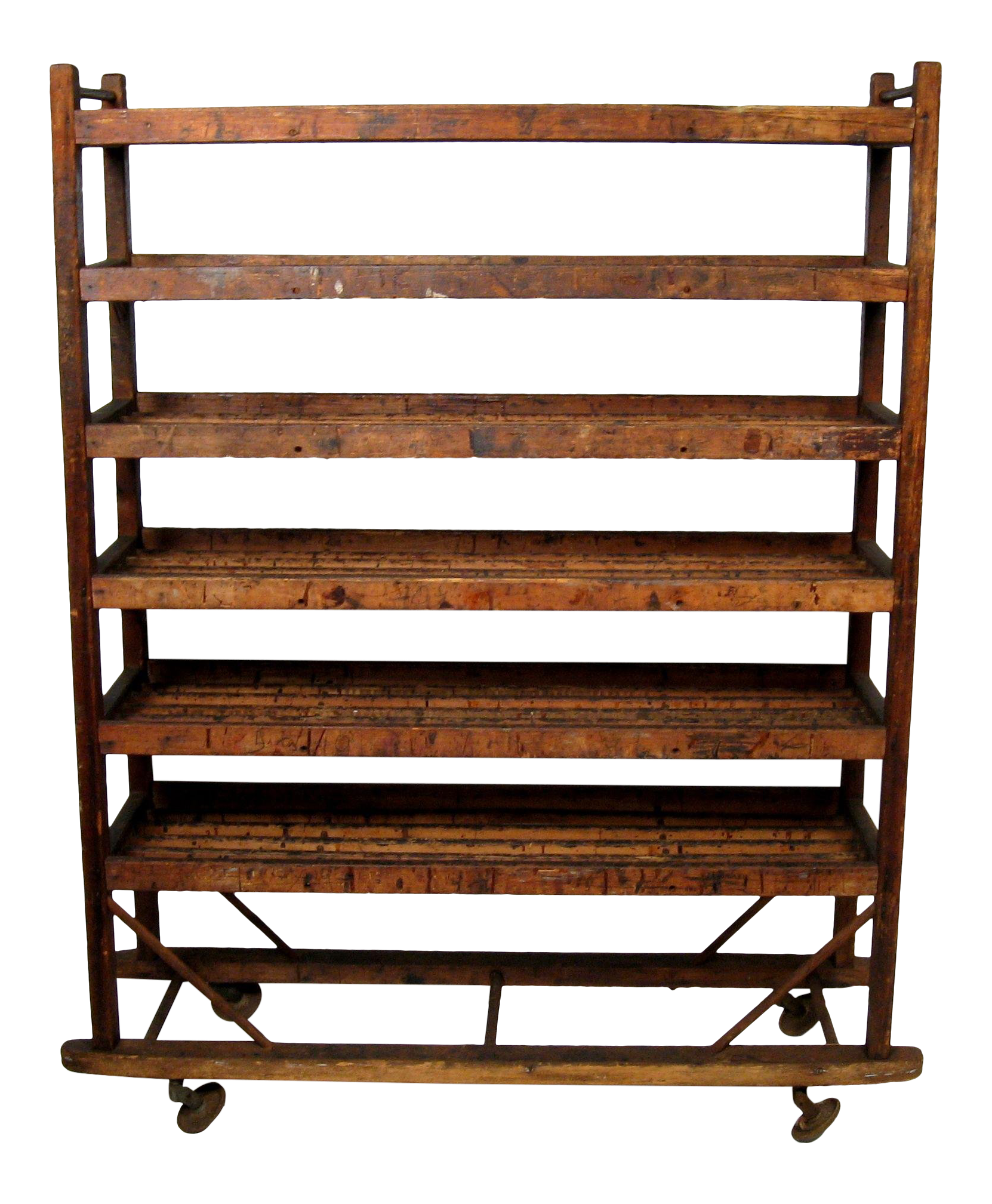 metal rolling shoe rack on Antique Industrial Cobbler Shoe Factory Rolling Rack Shelves Chairish
