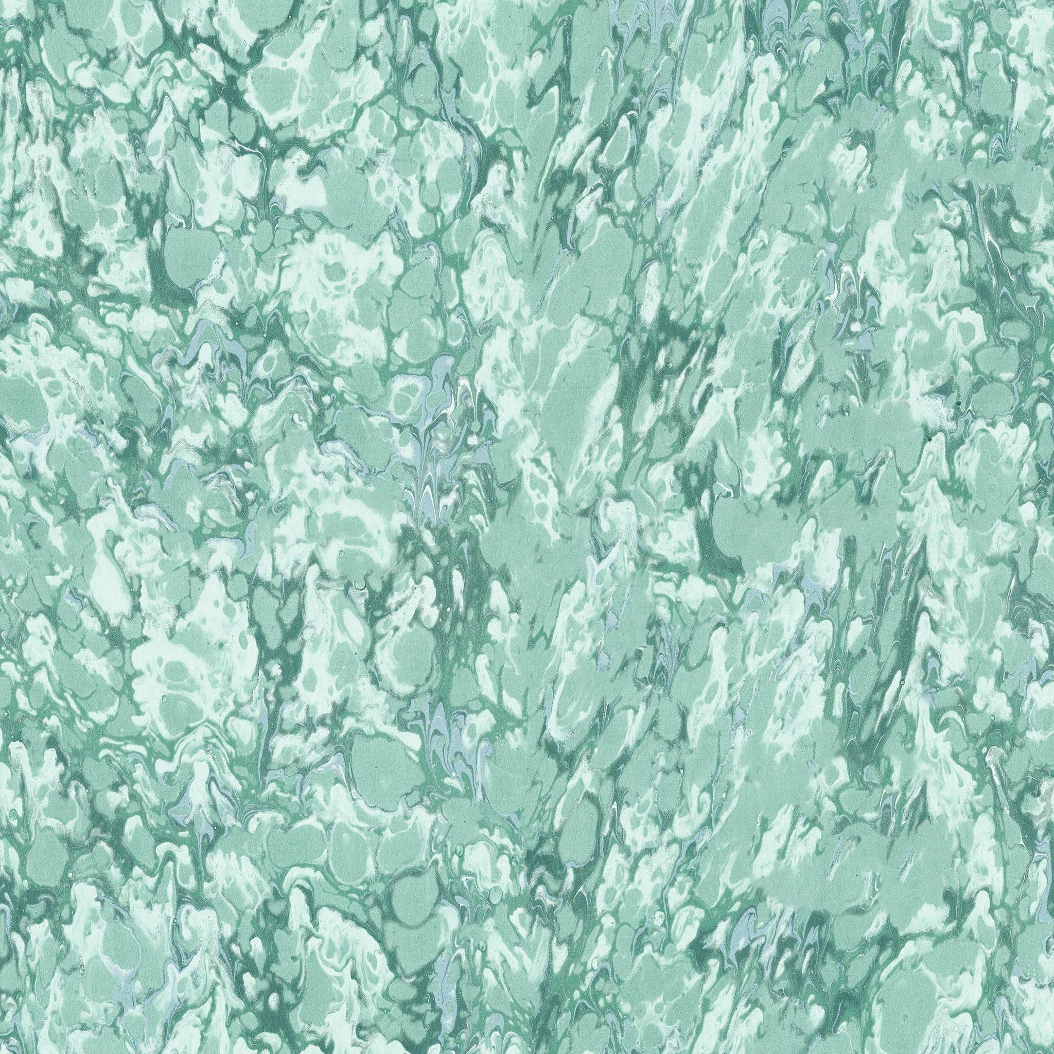 Soicher Marin Marbled Wallpaper in Teal - 3 Panels | Chairish