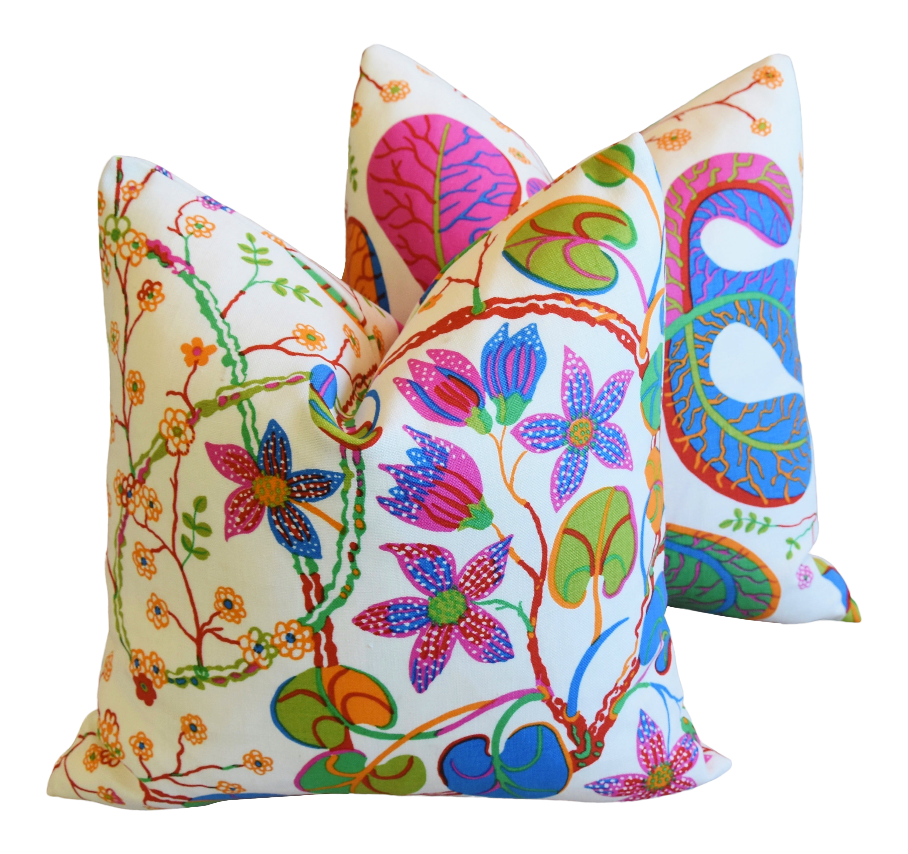 Designer Josef Frank Teheran Floral Linen Feather Down Pillows