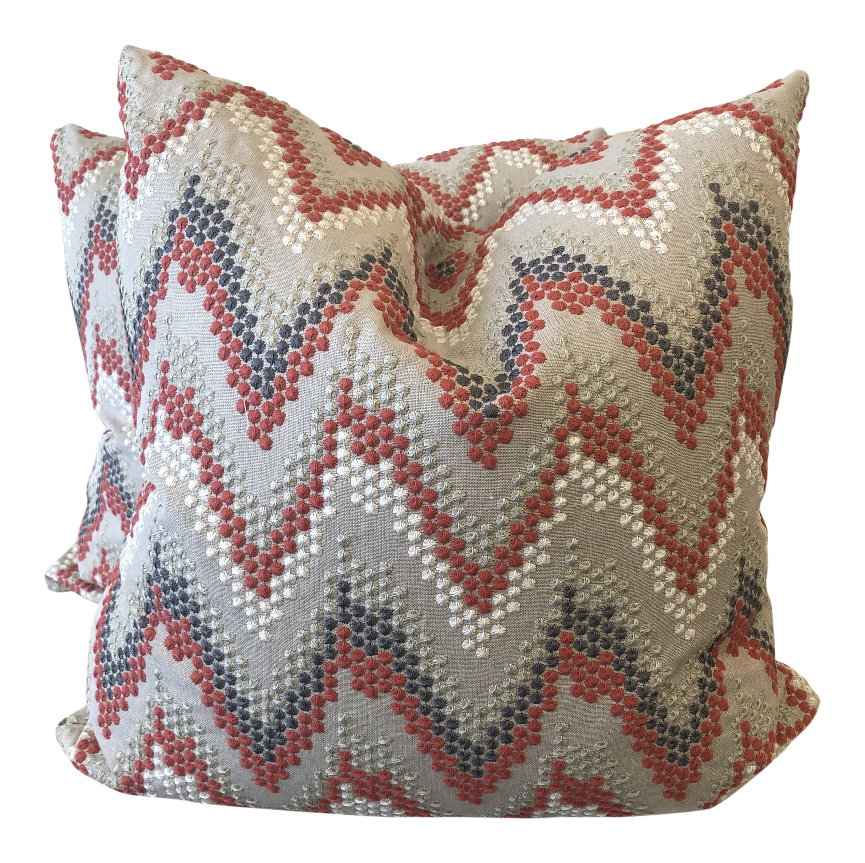Embroidered Dot Chevron 22 Pillows A Pair Chairish