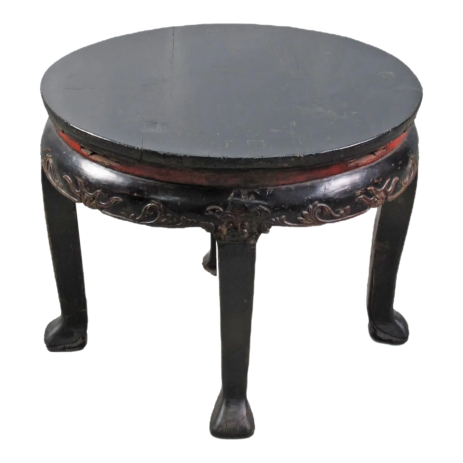 Antique Chinese Round Black Accent Table Chairish