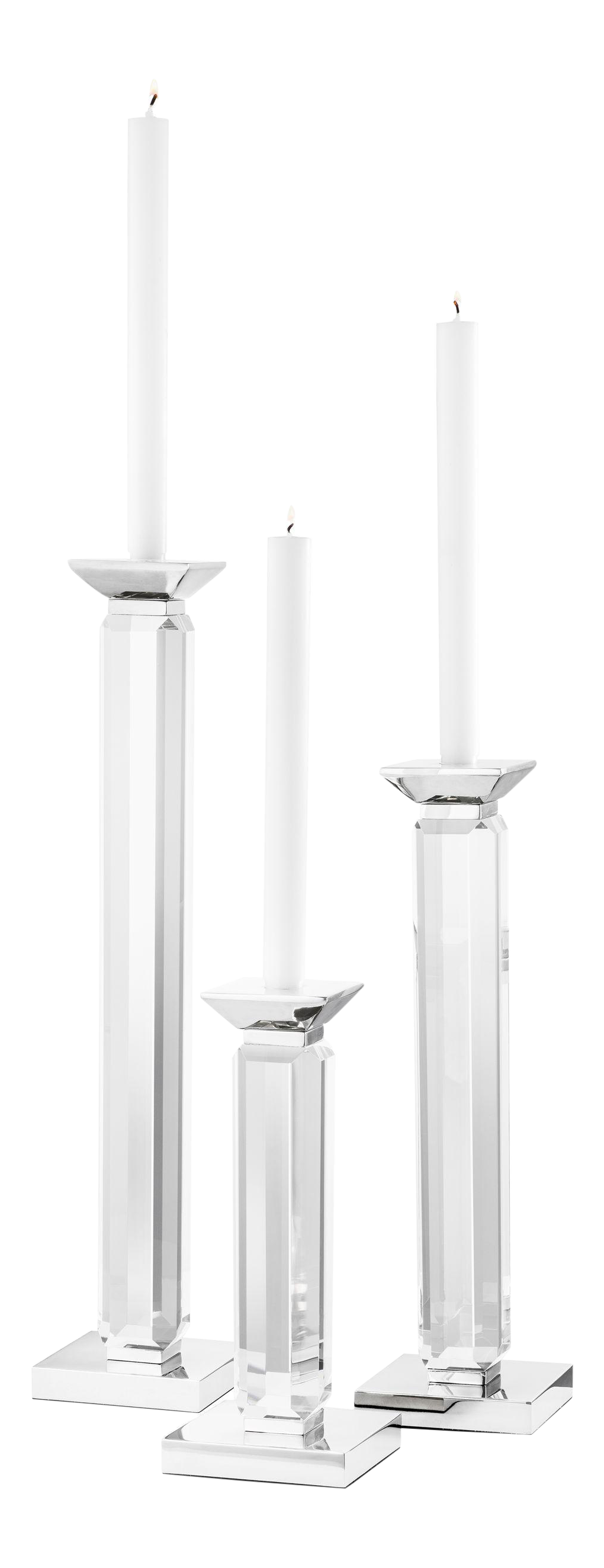 Crystal Glass Stick Candle Holder Set of 3 Eichholtz Livia Chairish