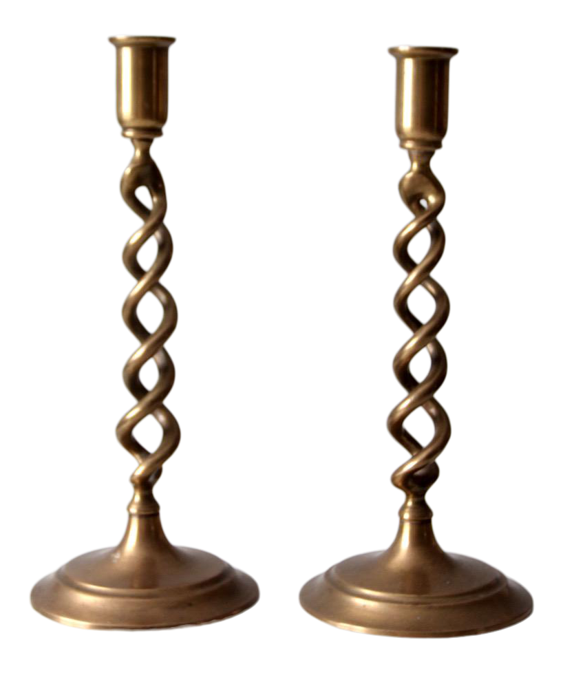 Vintage Brass Spiral Candle Holder Pair Chairish