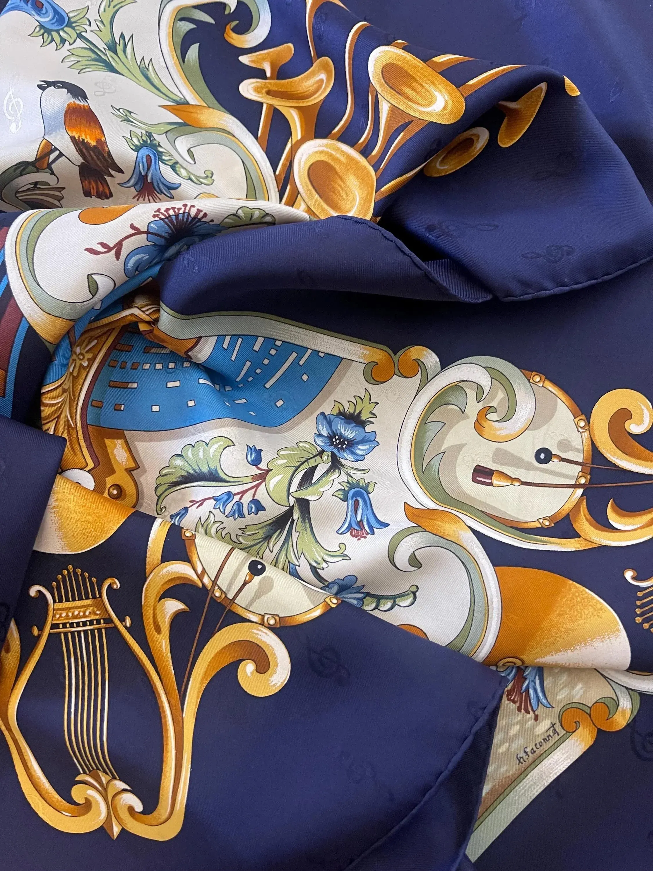 Hermès Scarf “Orgauphone Et Autres Mécaniques” 1996 | Chairish