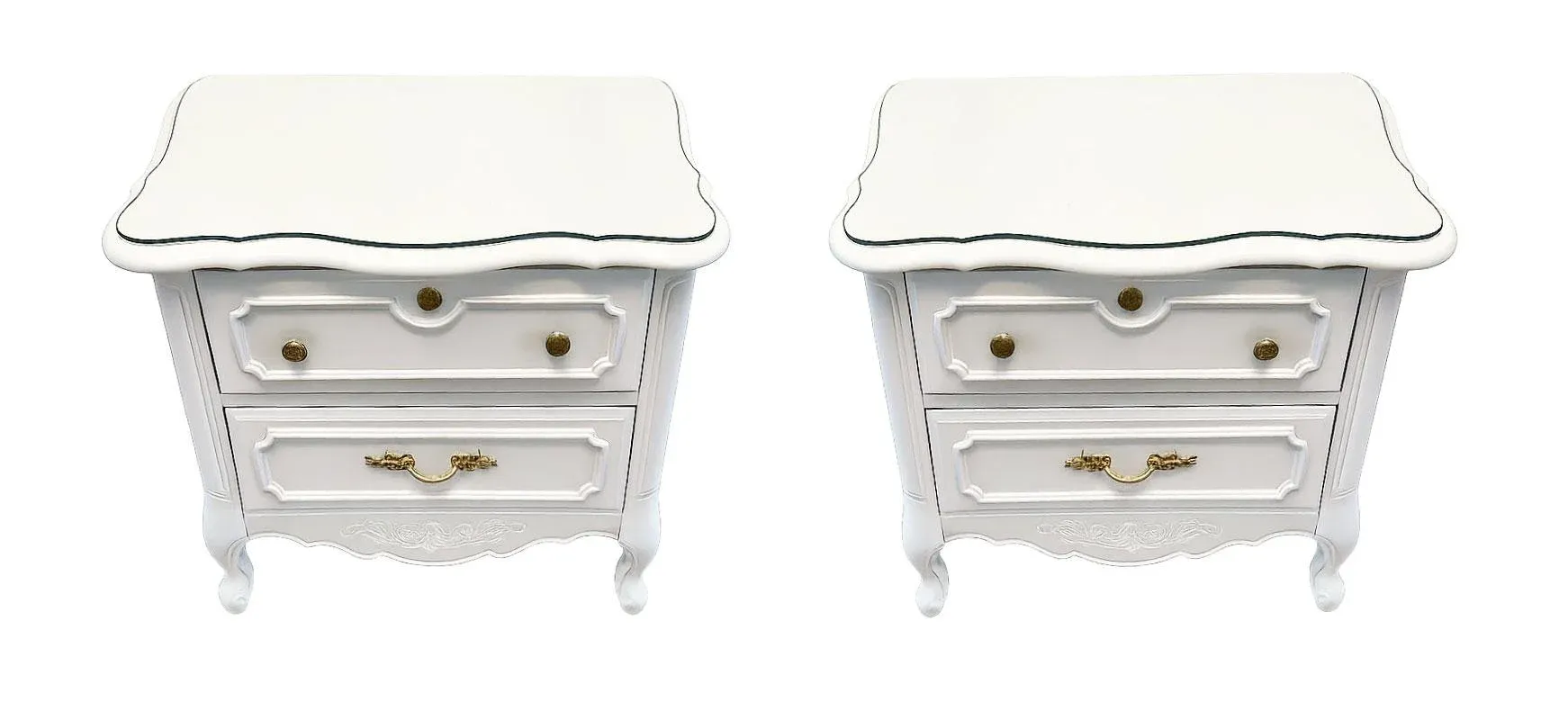 Vintage, 1960's 2-Drawer, White Lacquered, French Provencial