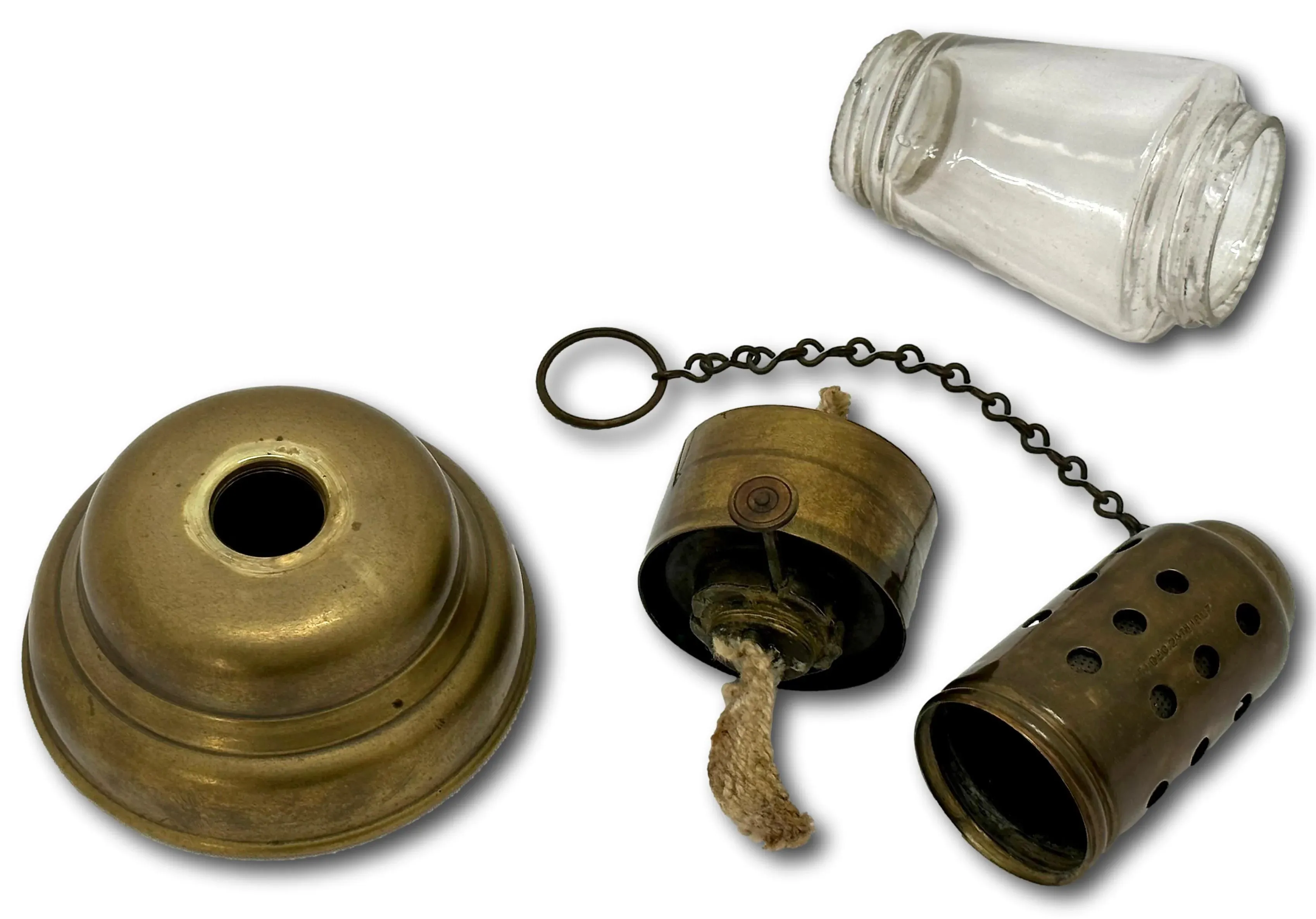 Authentic Antique American Brass & Glass Night Time Ice Skaters