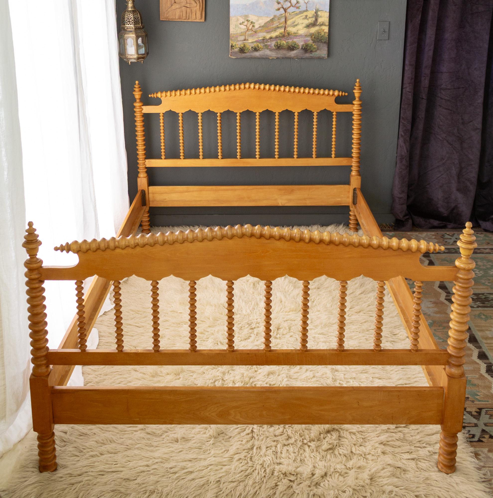 Jenny Lind Spindle Spool Full Double Bed 1940s Walnut | Chairish