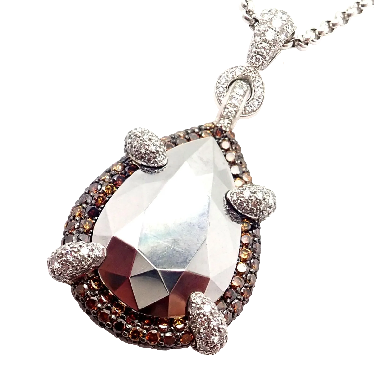 Chopard Golden Diamonds 18k White Gold Diamond Chrome Stone Necklace