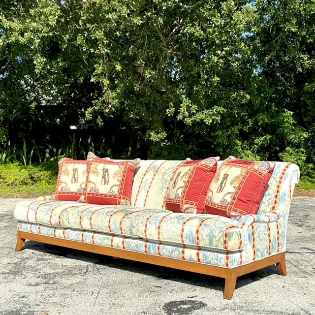 Vintage Regency Custom Devore Stripe Long Sofa Chairish