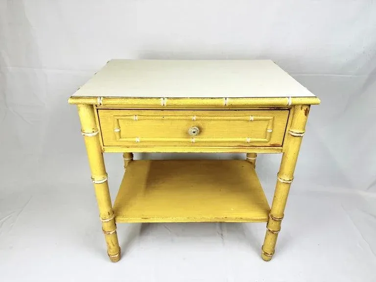 Thomasville Allegro Faux Bamboo Table or Nightstand | Chairish