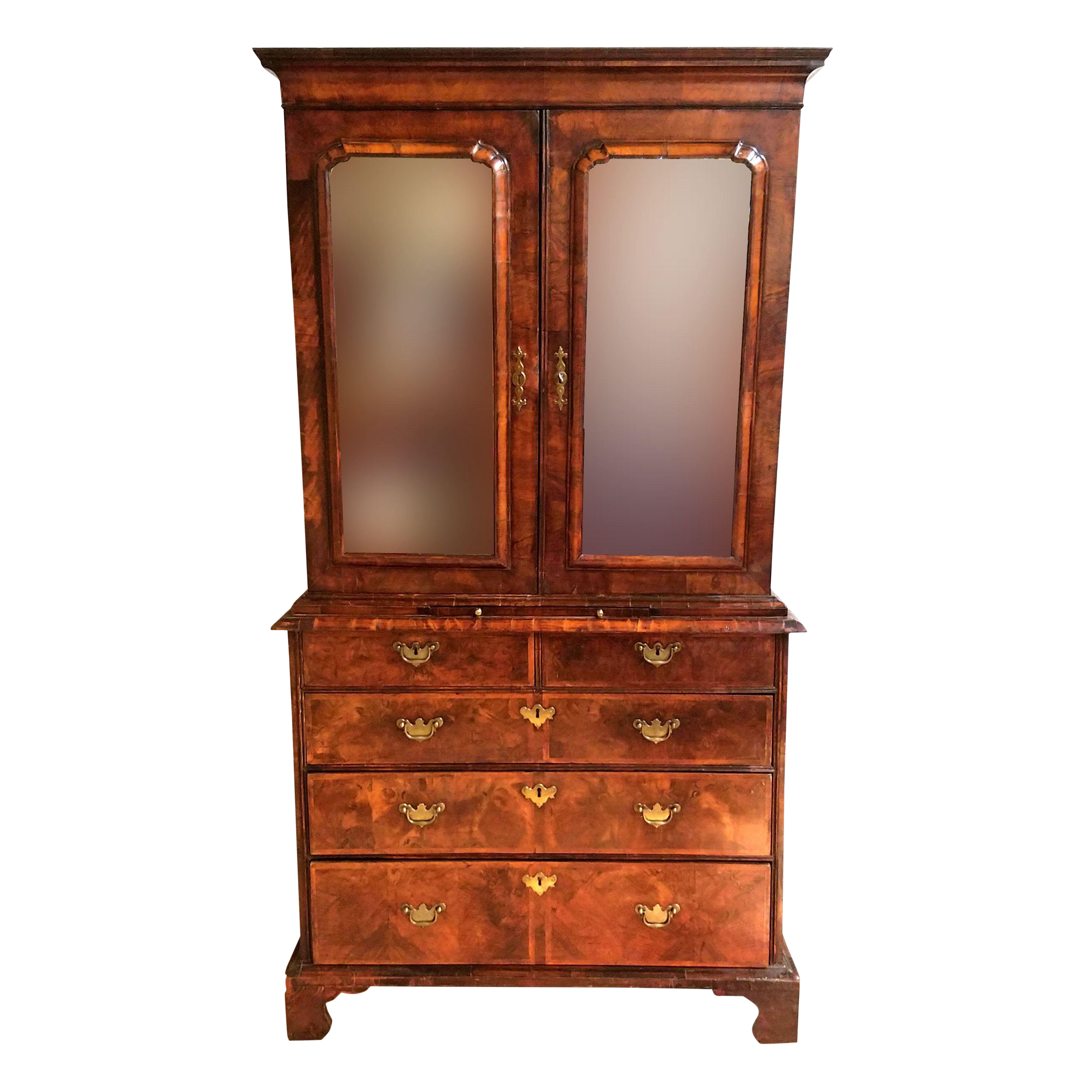 1730s Georgian Walnut Linen Press Cabinet Chairish