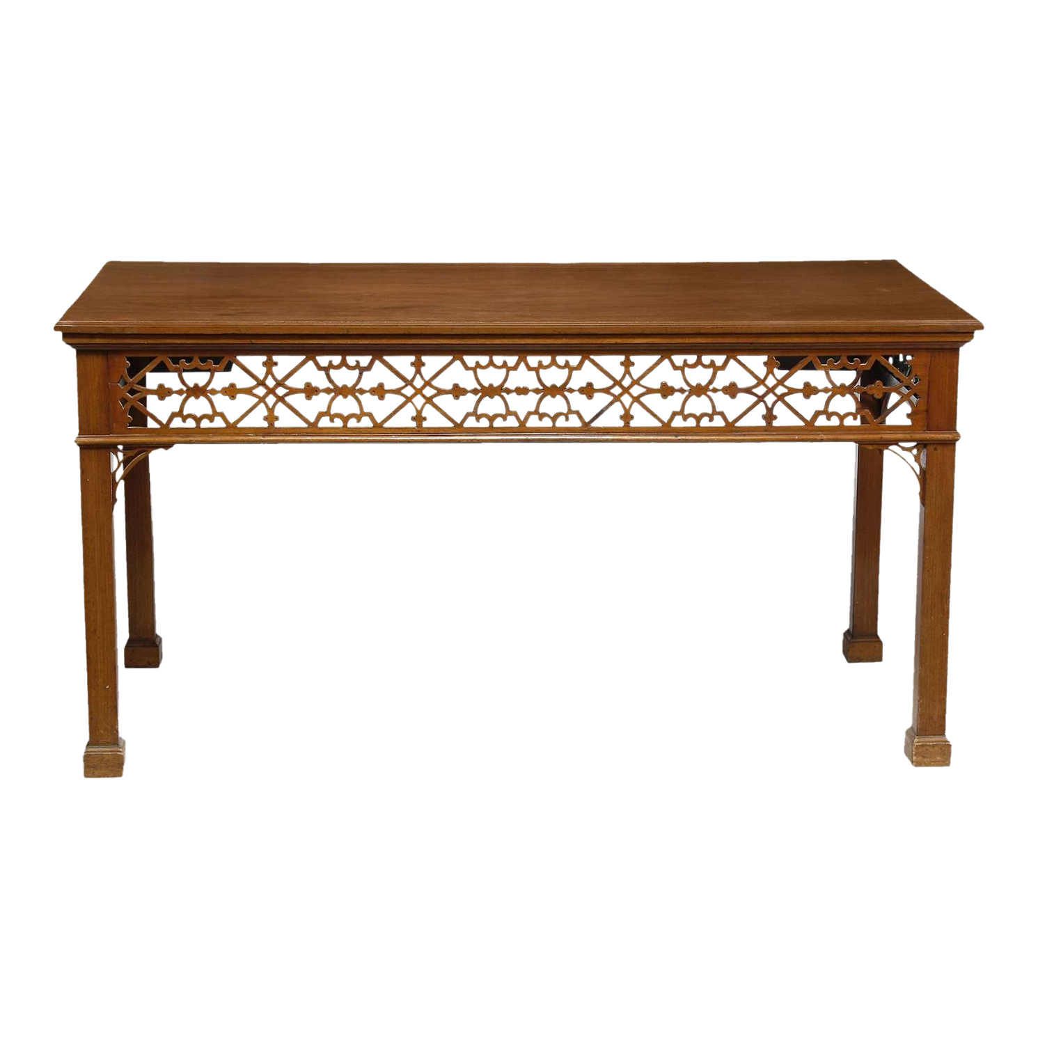 English Gothic Revival Console/Serving Table with Fretwork Frieze