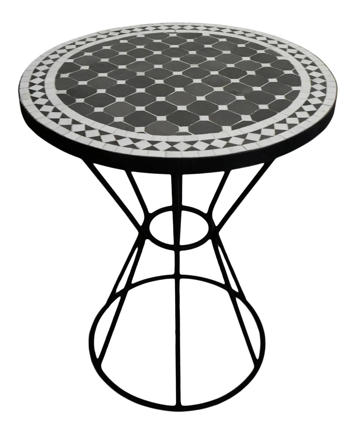 mosaic tile patio table on Black White Mosaic Bistro Table Chairish