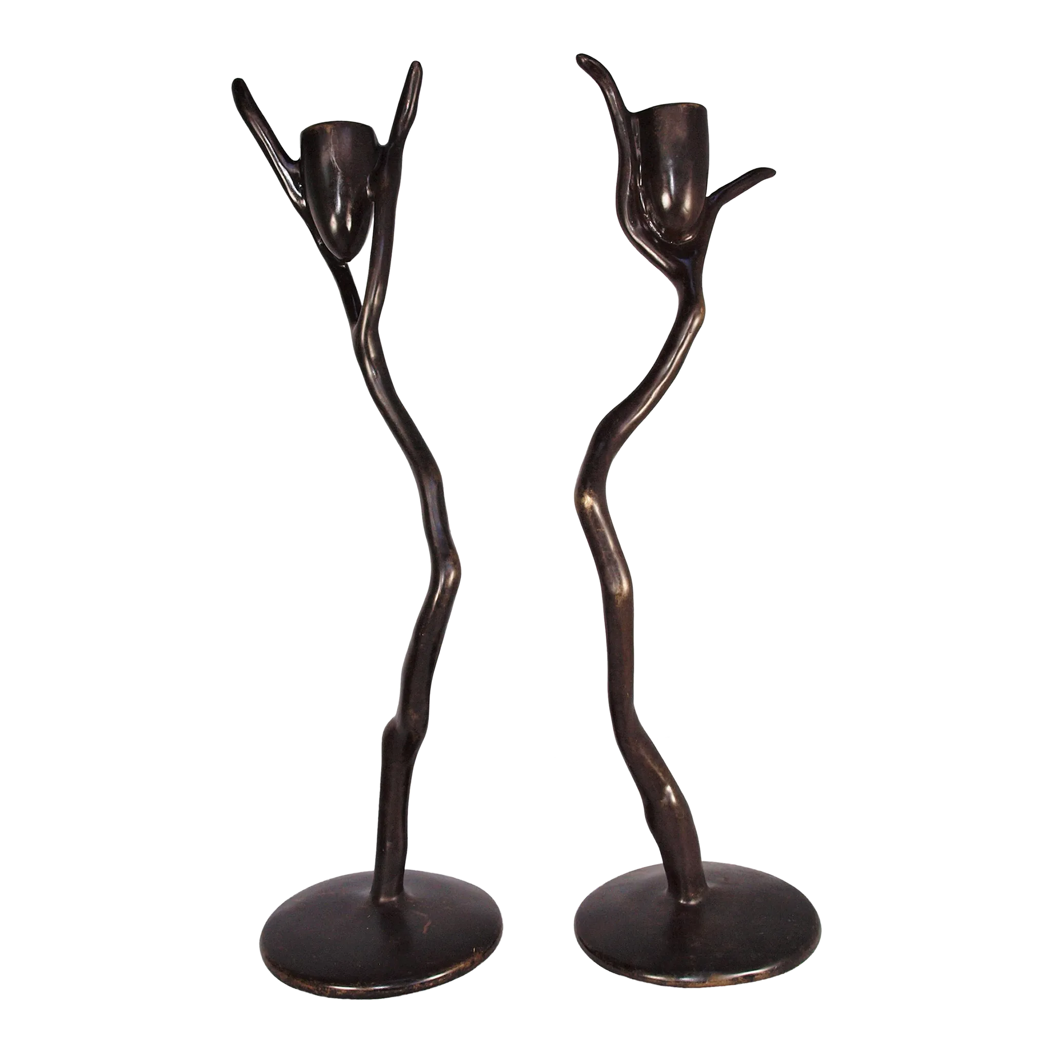 Contemporary Bronze Candlestick by Artist Gillberg Branch Design a