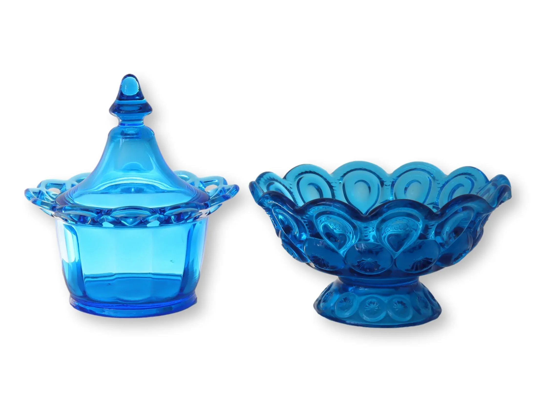 Midcentury Bright Blue Candy Dishes 2Pcs