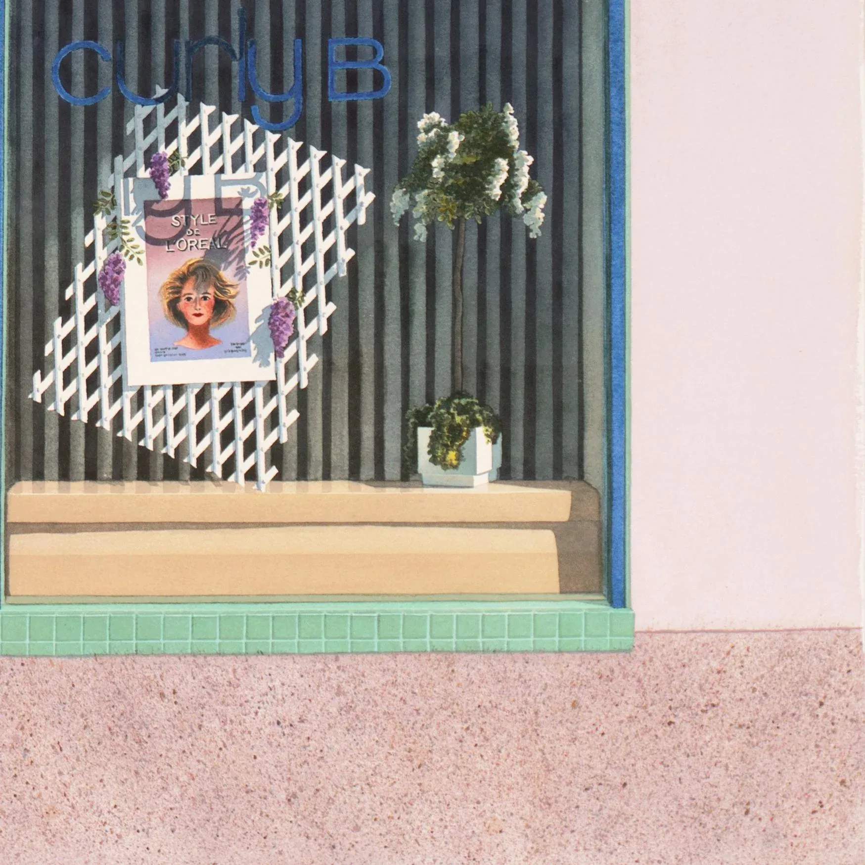 \'L\'Oreal No. 3, Troyes\' by Evelyne Brigeois, 1985, French Village, National Watercolor Society, Fashion