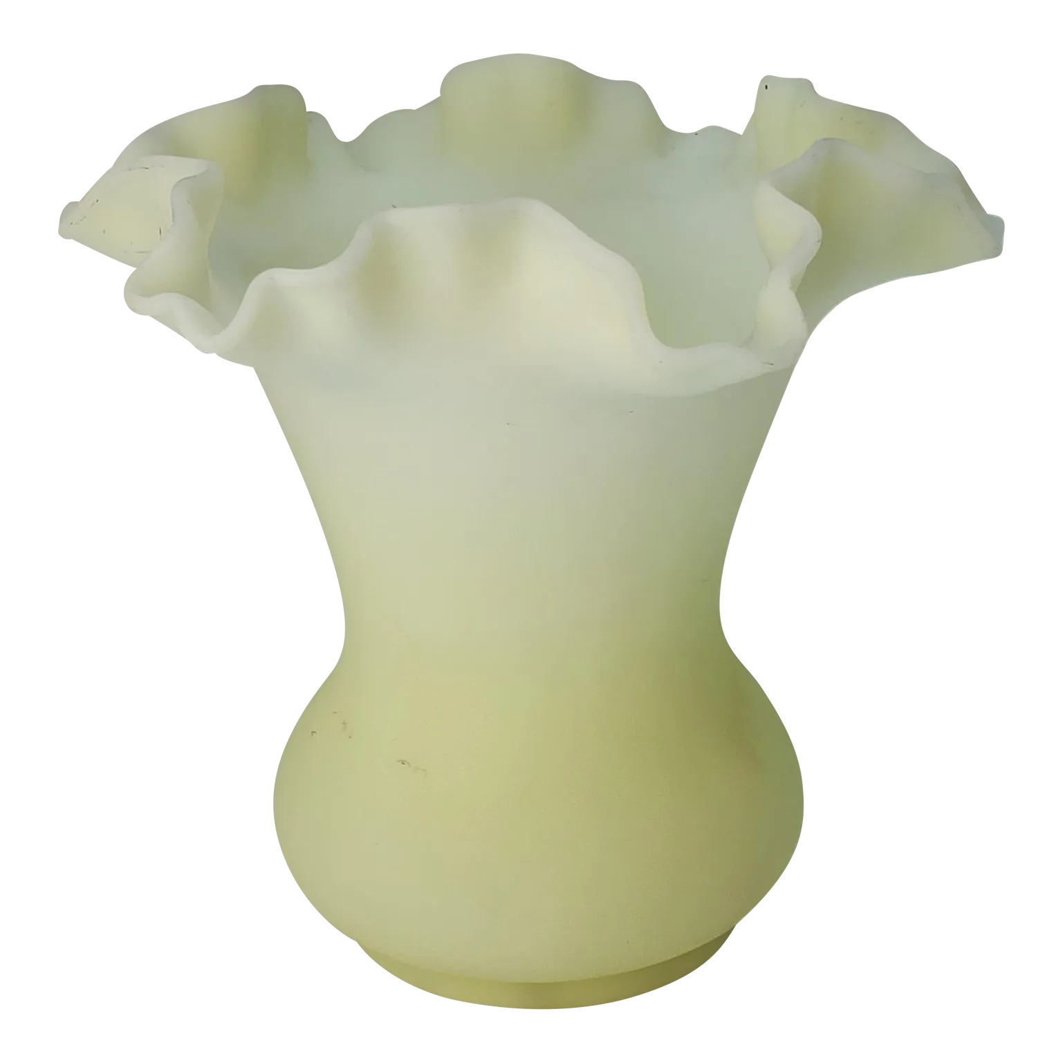 Fenton 1993 手描き冬の風景皿 1970s Fenton Custard Satin Glass Crimped Edge Vase | Chairish