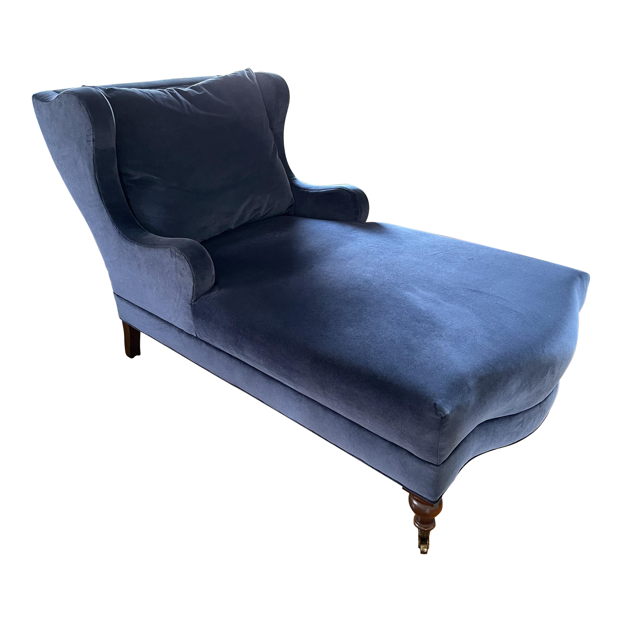 Navy Blue Velvet Chaise Lounge Chair Chairish