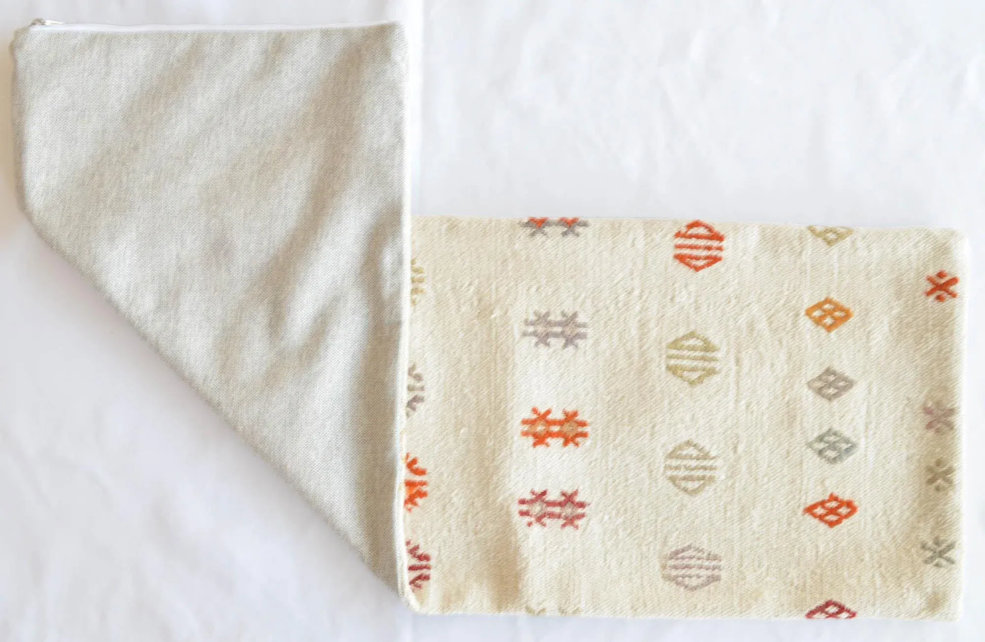 1970s Turkish Kilim Lumbar Pillow Cover Handmade Wedding Pillow 13\