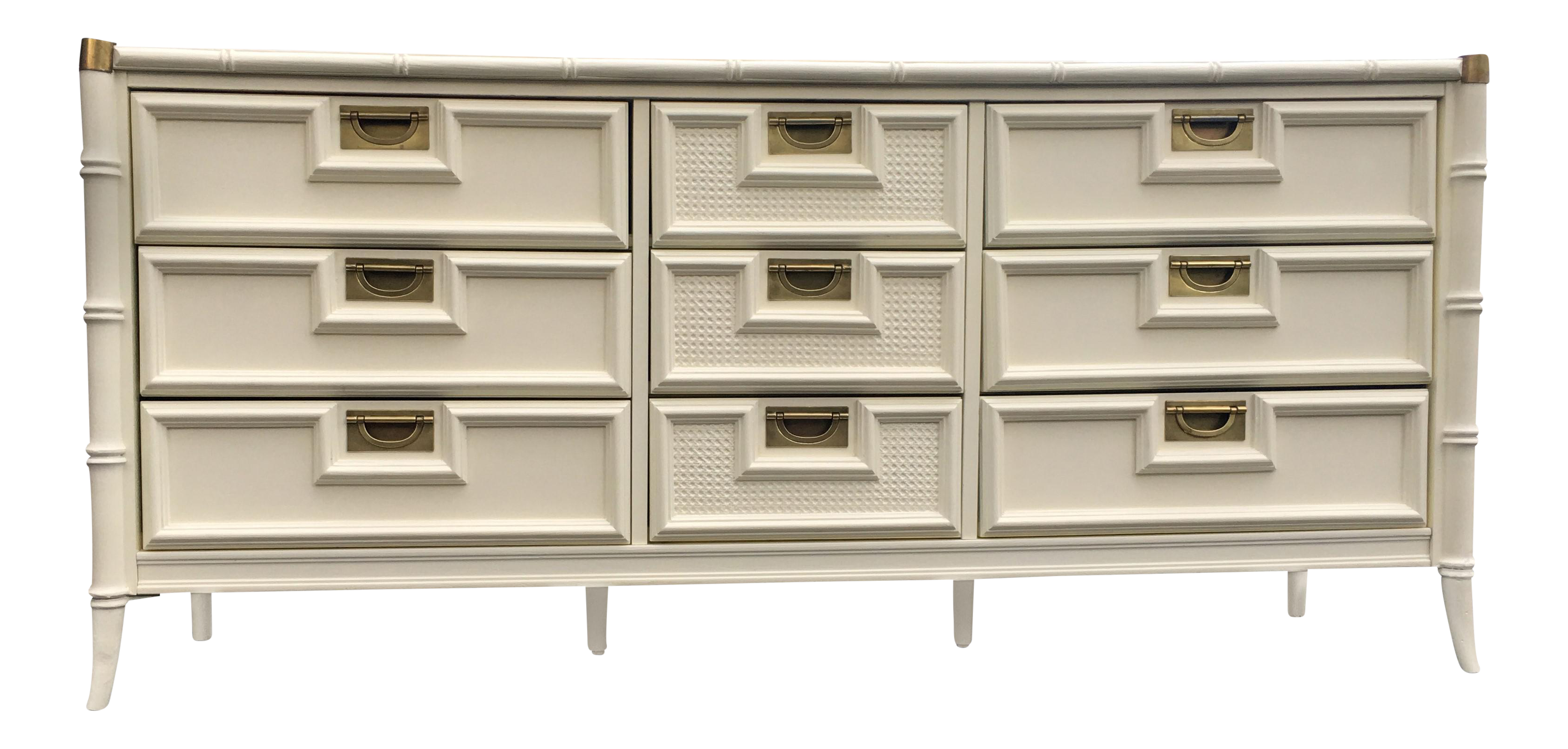 Stanley White Faux Bamboo Dresser Lacquered Chairish