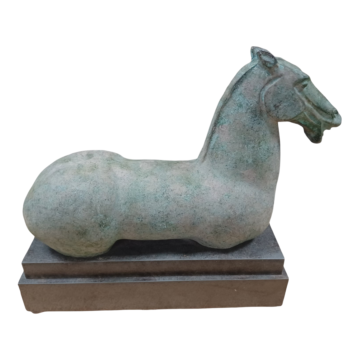 Vintage 1980s Green Horse Sculpture on Black Base Chairish