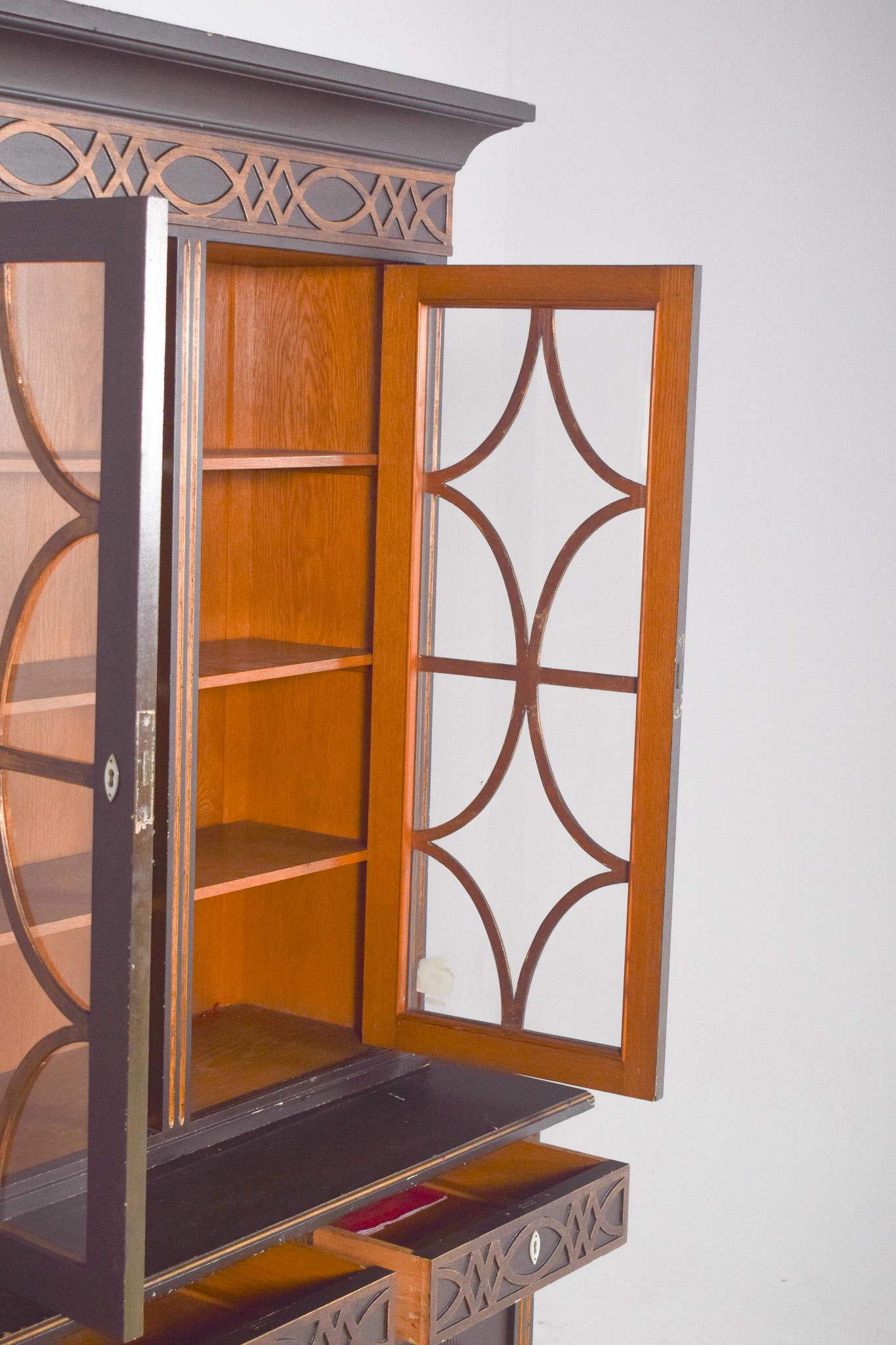 Danish Rustic Painted Cabinet with Gilt Accents
