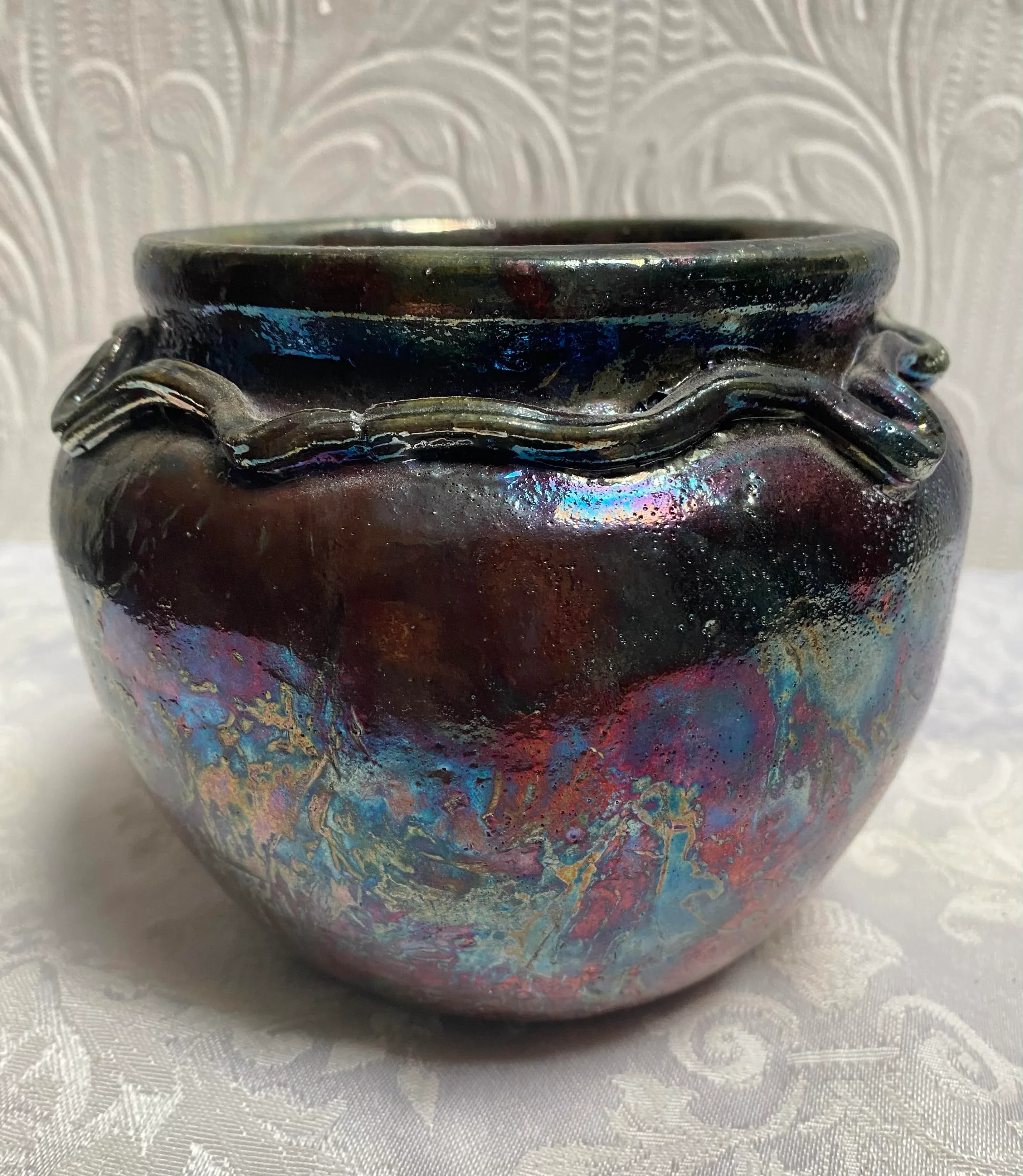 工芸品 Vintage vase from artec Vintage Raku Pottery Vase, Signed Aet | Chairish