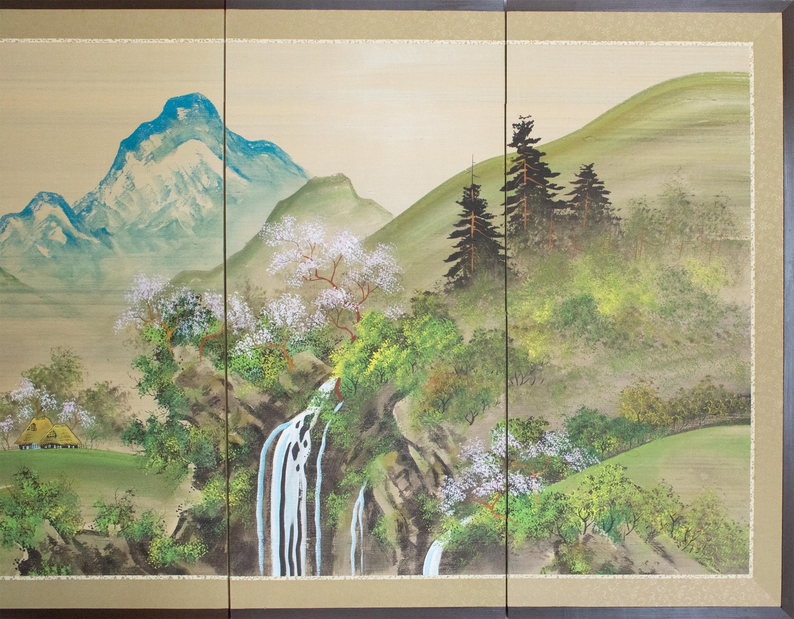 1960s Shōwa Era Japanese Byobu Screen \, image size:2566x2000