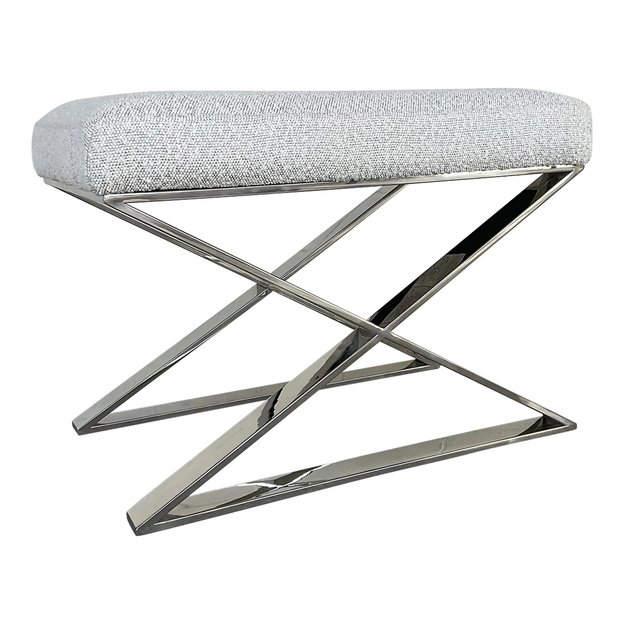 Revelation Modern White Boucle Intersection Bench | Chairish