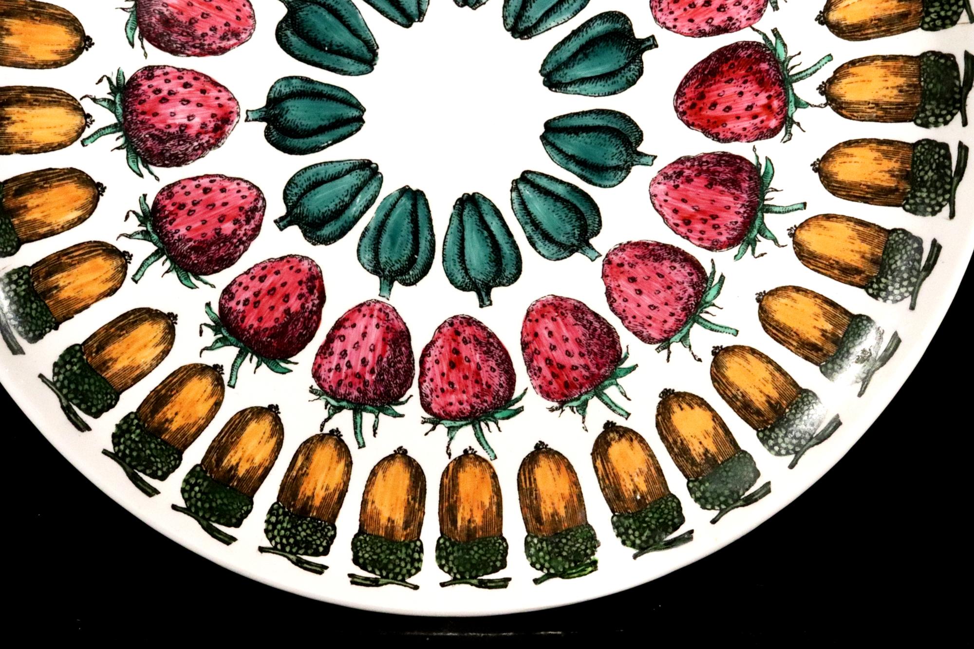 Piero Fornasetti Ceramic Plate With Giostra Di Frutta Pattern
