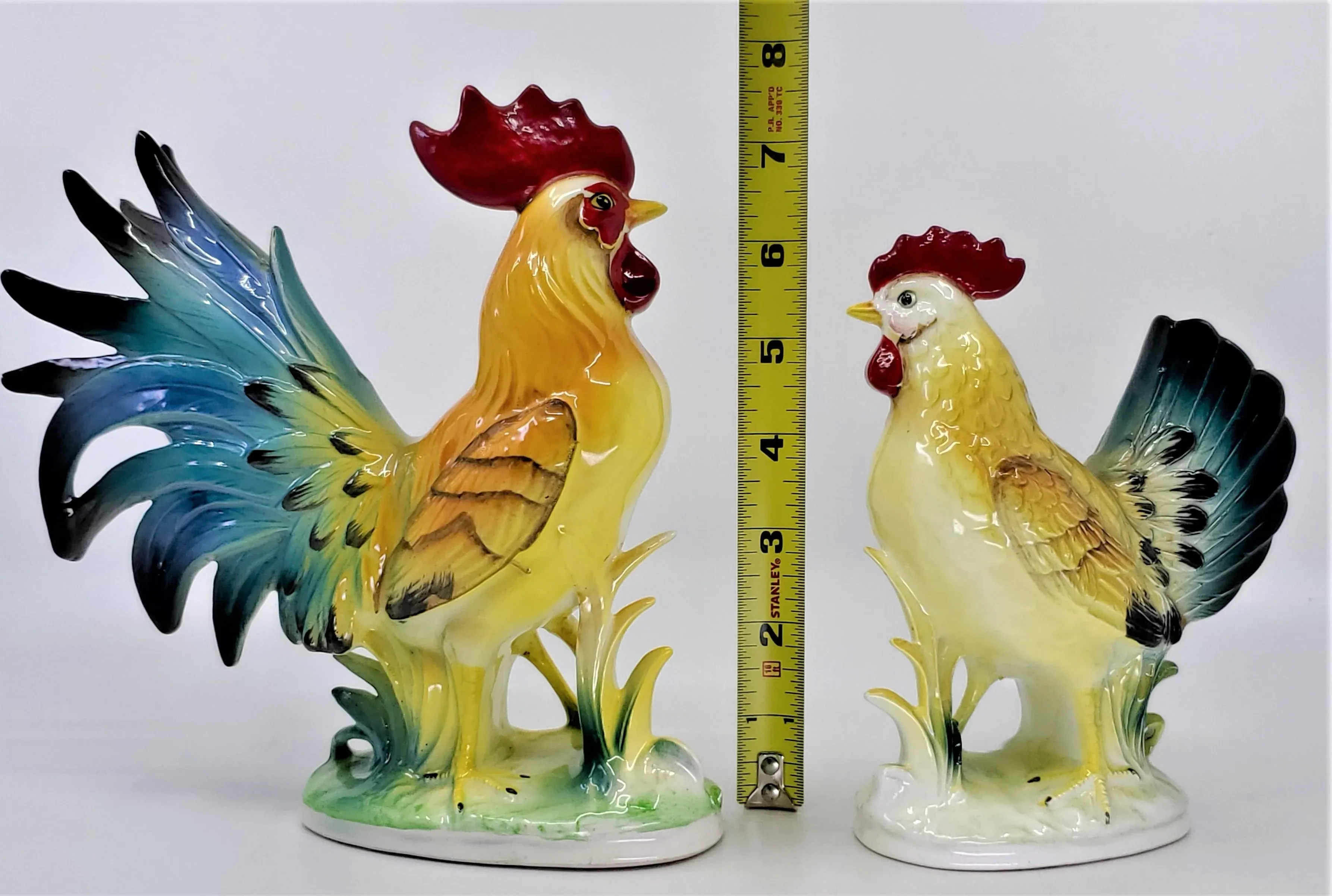 1960s Norcrest Porcelain Phoenix Chicken Figurine Table Sculptures