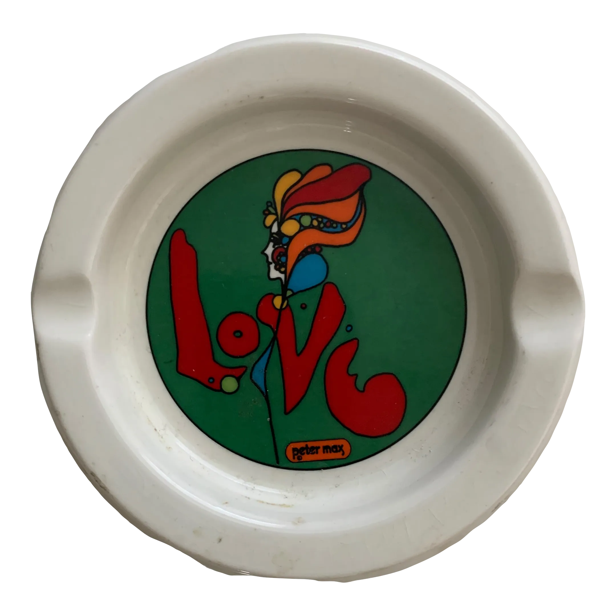 レア皿With Love - Various Artists Peter Max 1960s Love Ashtray for Iroquois China | Chairish