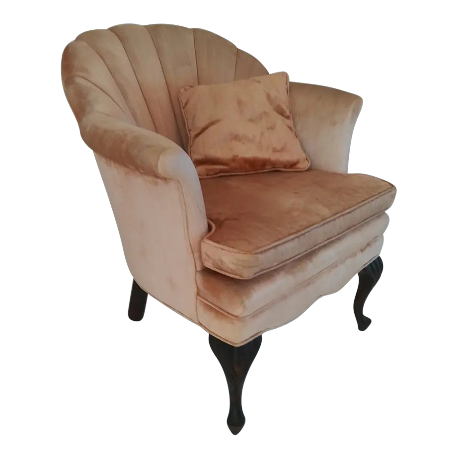 Vintage French Velvet Scallop Chair Chairish