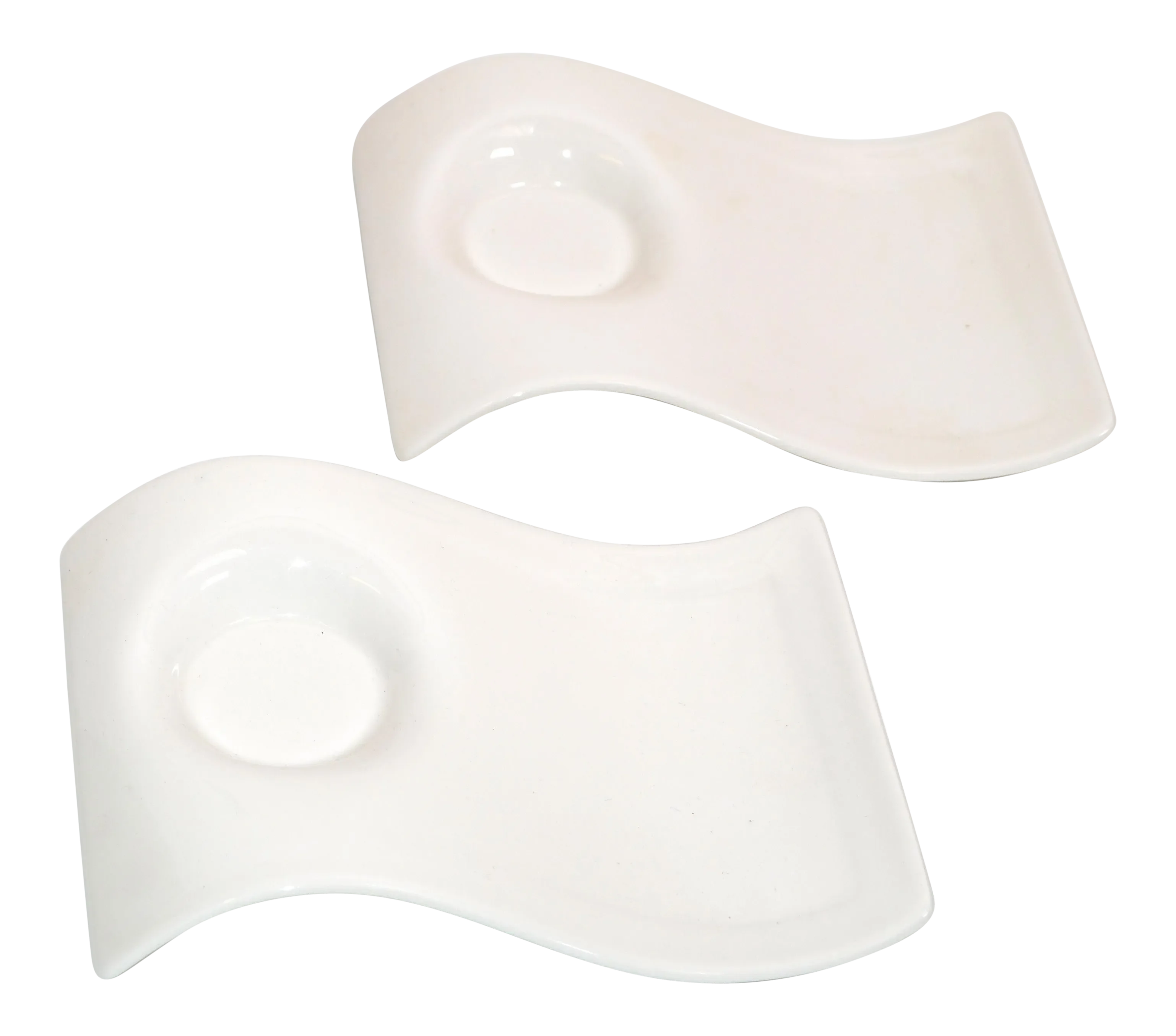 Villeroy & Boch Contemporary New Wave Caffe White Espresso 2 Saucers Severer Serving Dishes