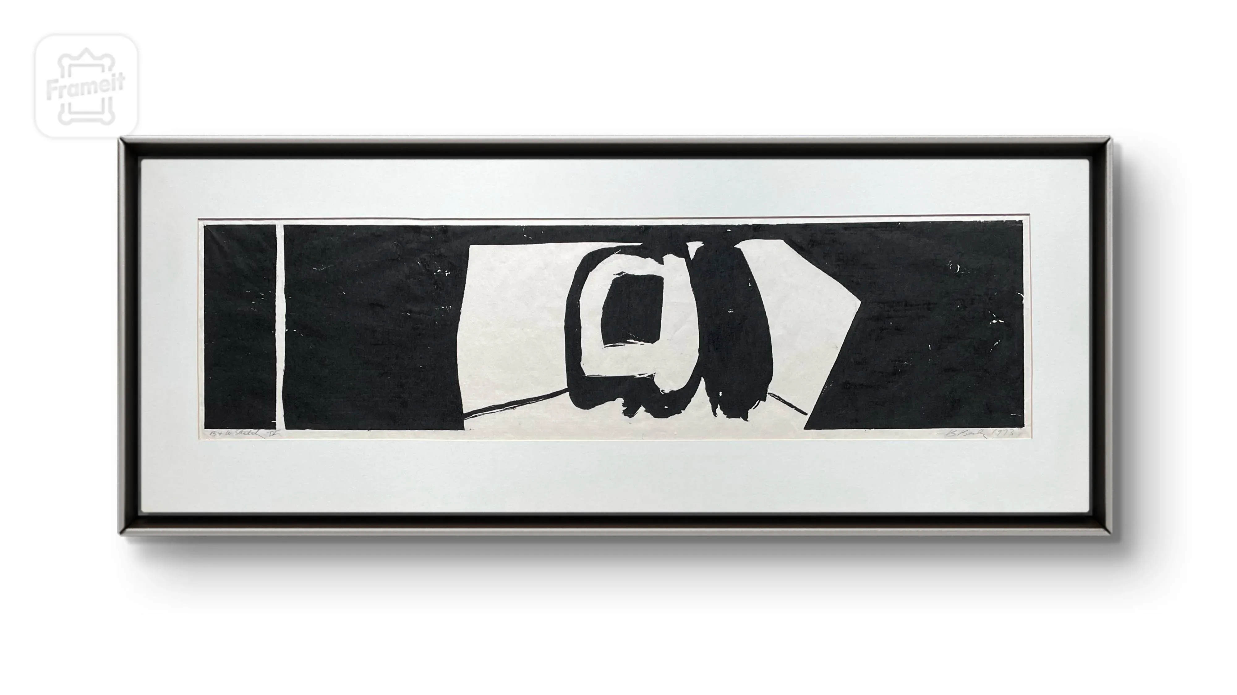 Barbara Beck 1973 Matted Black Woodcut Print - Signed/Unframed/Original Matte