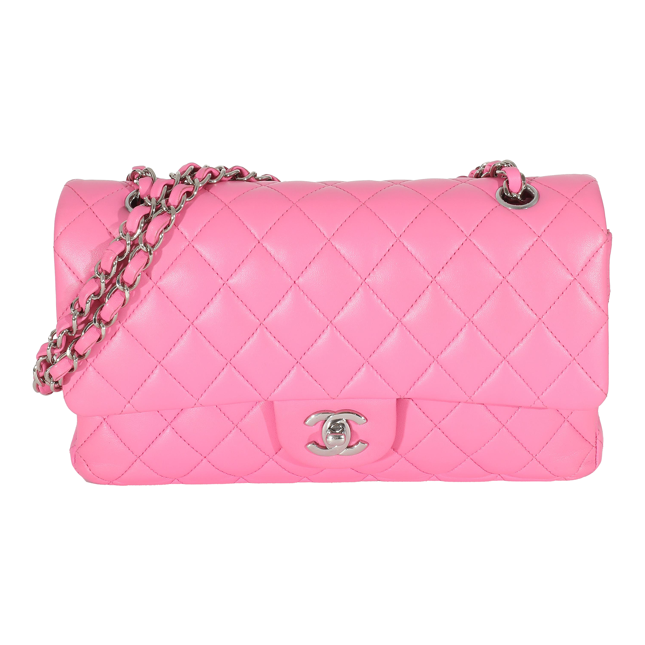 Chanel pink double flap bag hot sale