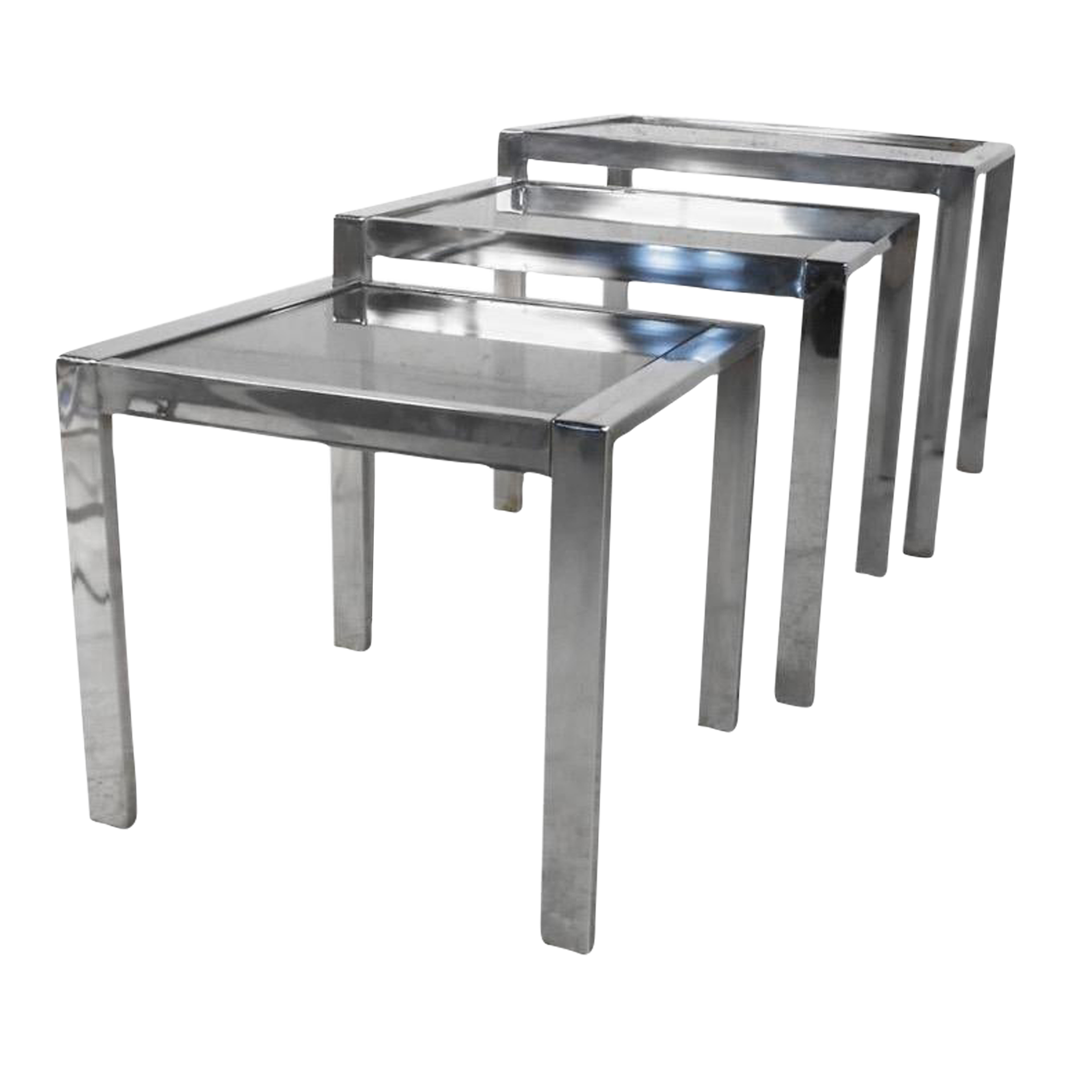 Set of MidCentury Modern Chrome and Smoked Glass Nesting Tables Chairish