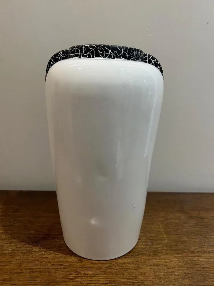 Black & White Ceramic Vase, 1980s