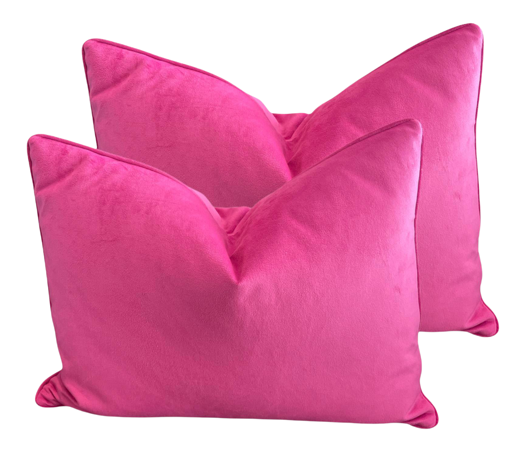 Early 21st Century Retro Pink Velvet Pillows a Pair