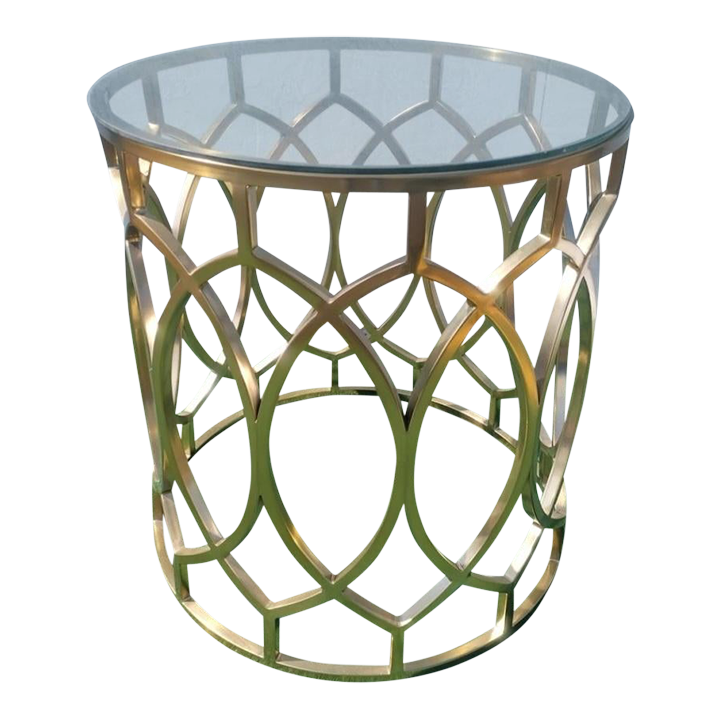 Elegant Metal Open Diamond Design Round Dining Room Table Foyer Base