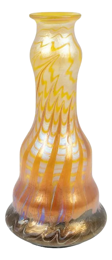 Art Nouveau Bohemian Glass Vase in Yellow - Orange from Johann