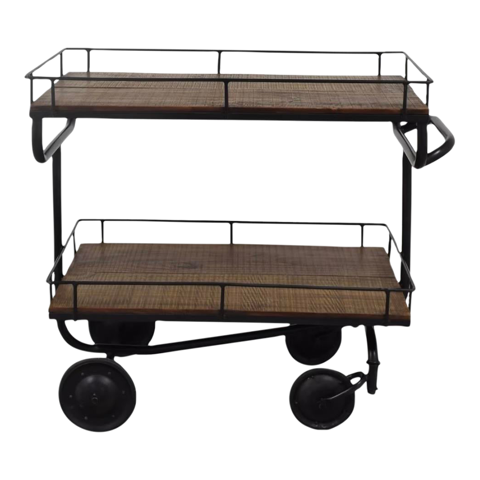 Restoration Hardware Vintage Reclaimed Wood and Iron Bar Cart Chairish