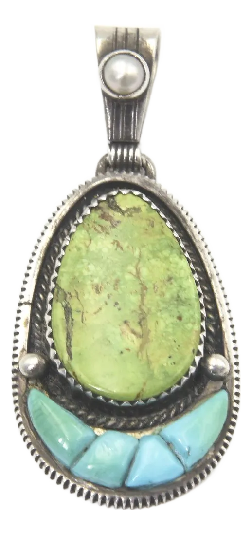 NAVAJO ナバホ Richard Begay ネックレス SV925 Native American Richard Begay Navajo Turquoise, Pearl and Sterling