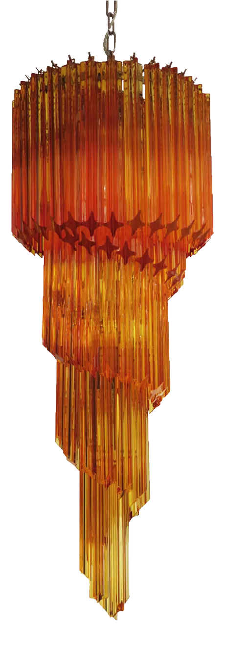 Vintage Italian Glass and Metal Chandelier, 1983