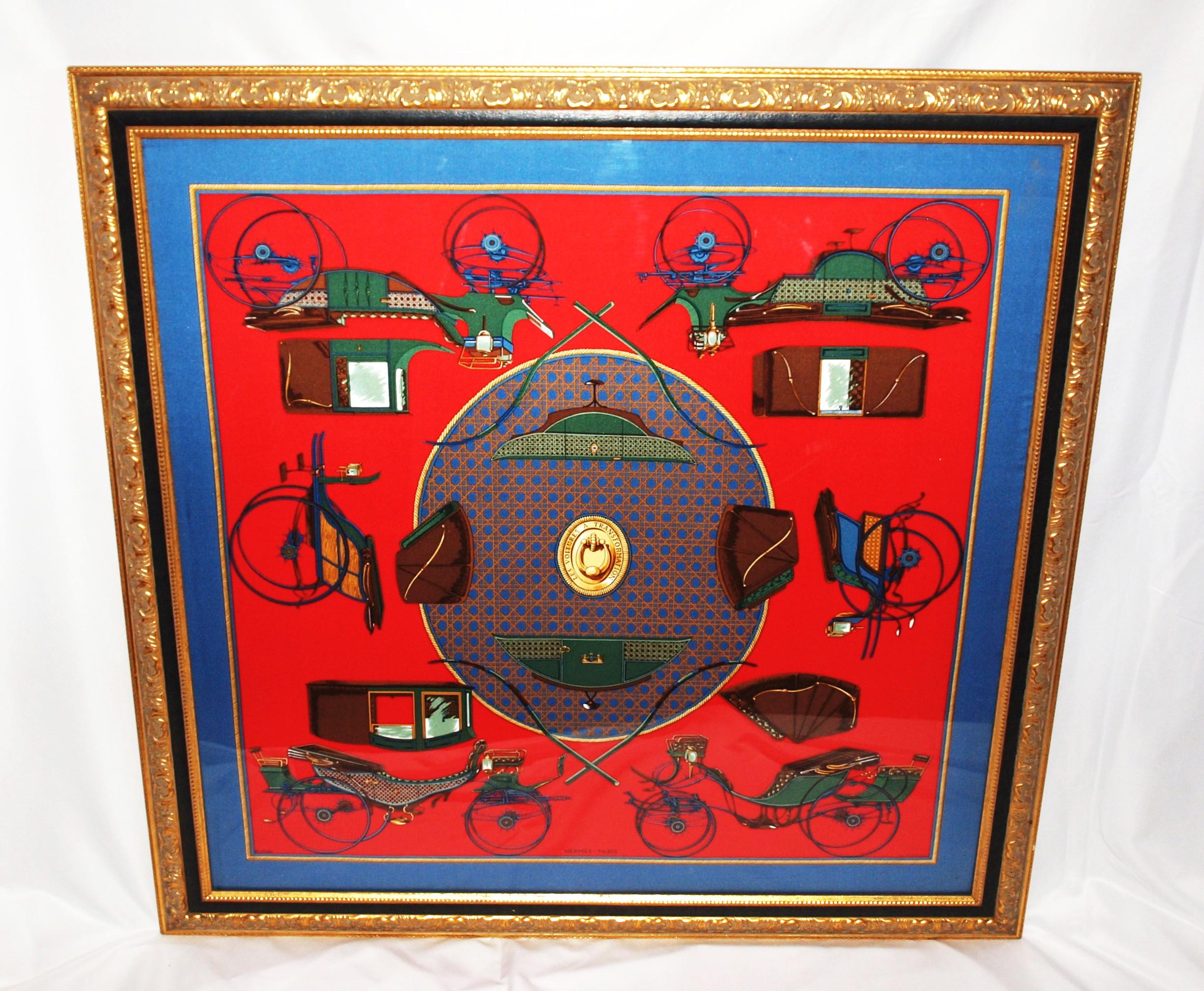 Vintage Framed Hermes Scarf “Les Voitures” (A Transformation