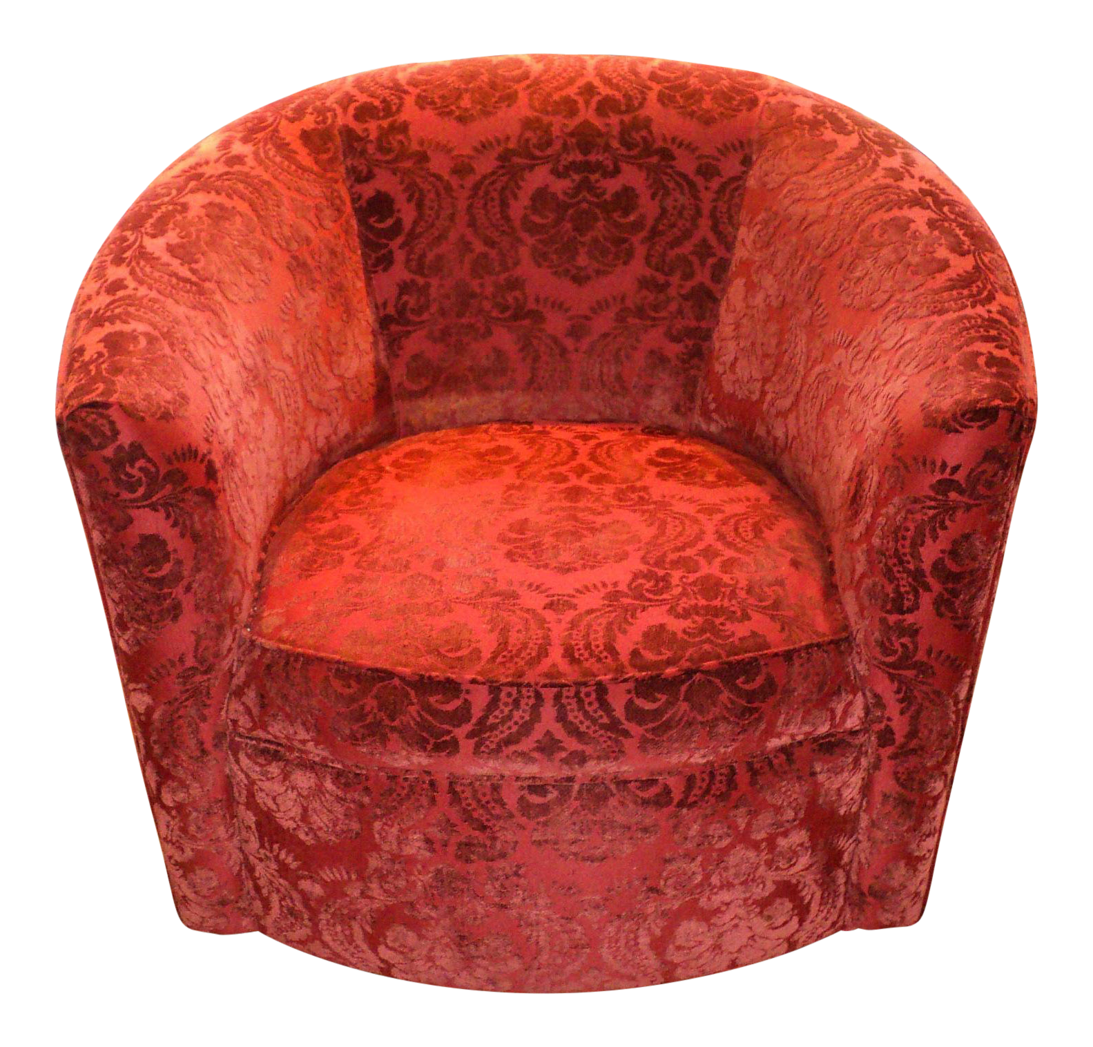 Mid Century Modern Red Swivel Club Barrel Chair Chairish