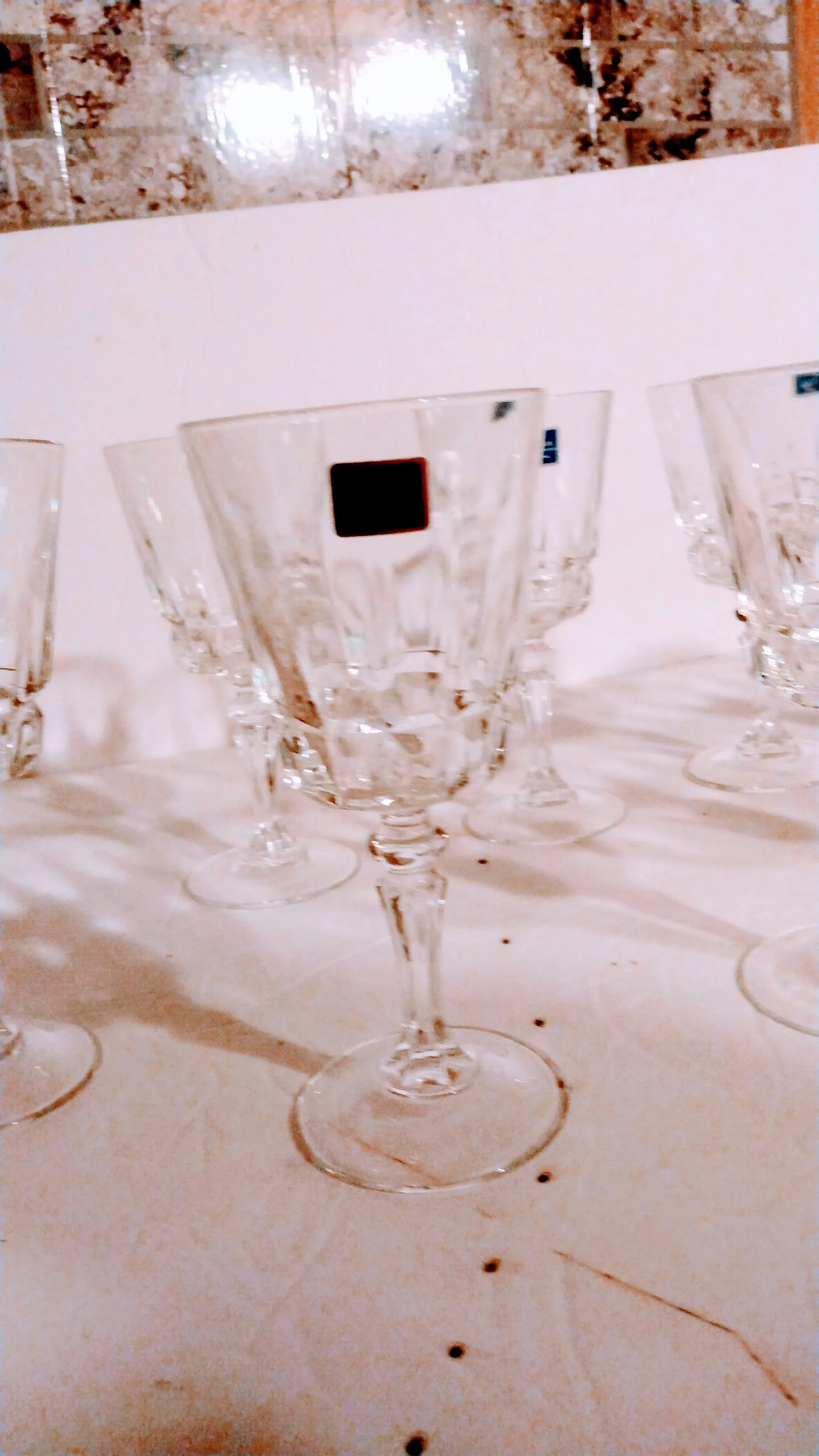 Vintage Lady Victoria Crystal Wine Glasses- Set of 8