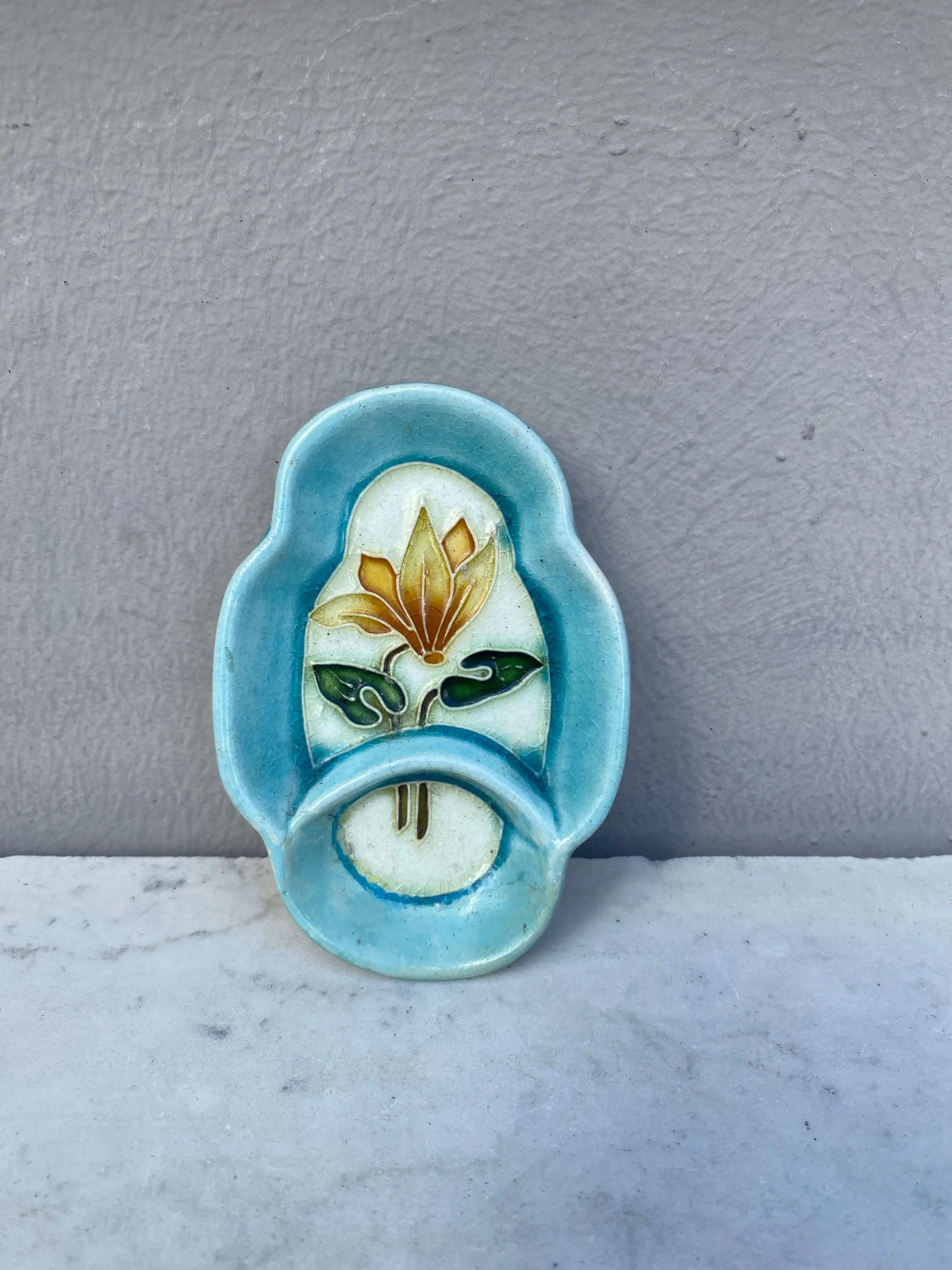 German Majolica Leaves Plate Circa 1890