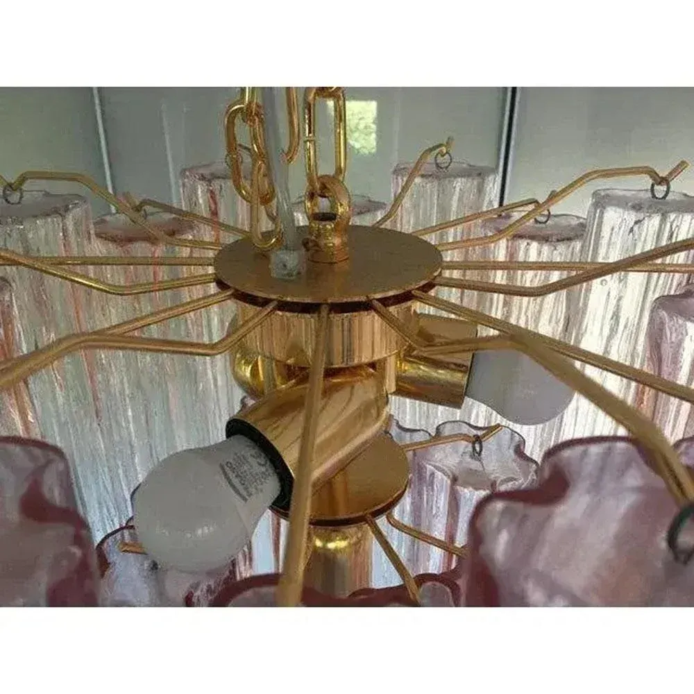 Pink Murano Glass Tronchi Chandeliers by Simoeng, Set of 2
